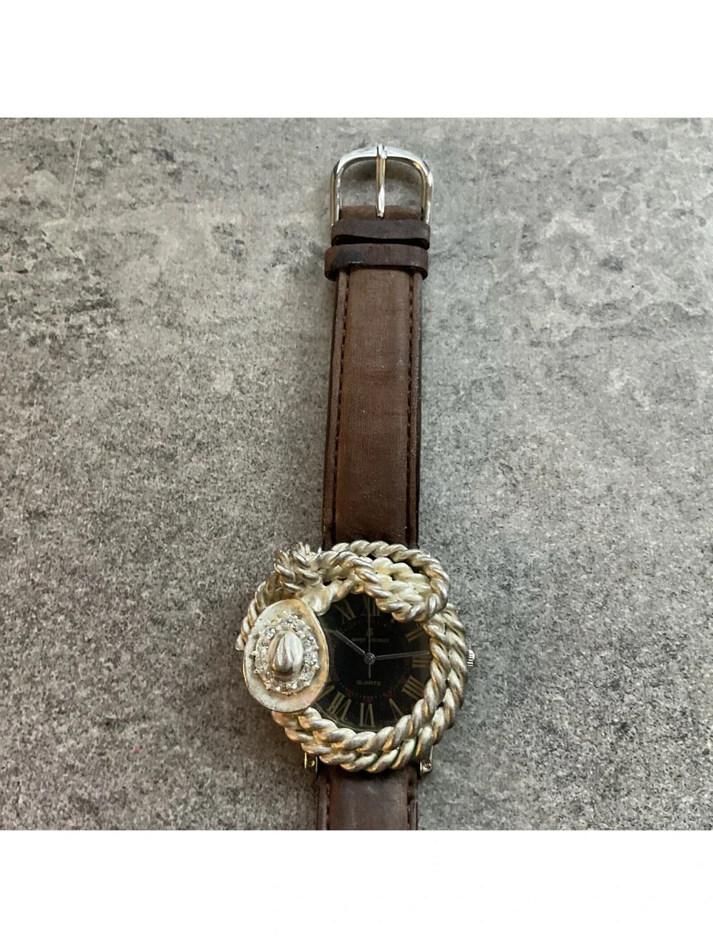 Vintage Western Themed Marie Lourdes Womens Watch 40mm Case Leather Band A19